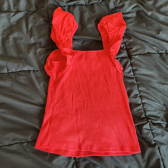 Red Ruffled Women's Top - Picture 4 of 4